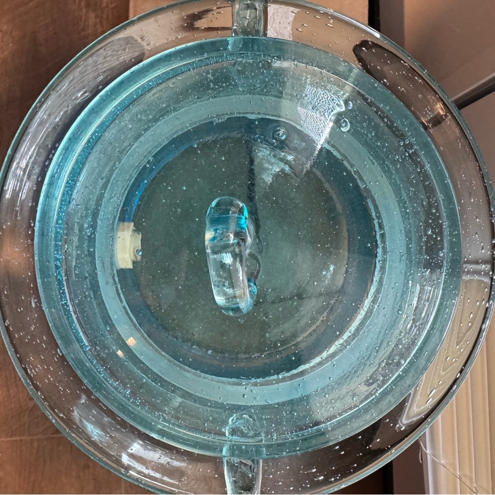 Aqua Blue Bubble Glass Beverage Dispenser with Spigot - Picture 8 of 11